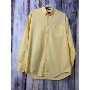 Nautica Mens Classic Fit Long Sleeve Button Down Shirt Yellow Size 15 1/2